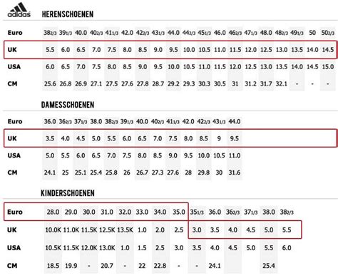 tabel schoenmaat adidas|Adidas schoenenmaten maat.